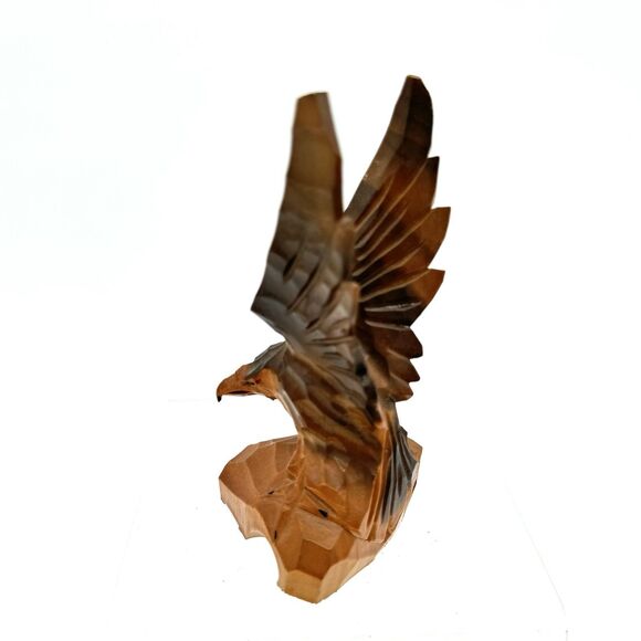 Vintage Hand Carved Wooden Wood Eagle Figurine Sculpture Mid Century - Picture 6 of 12